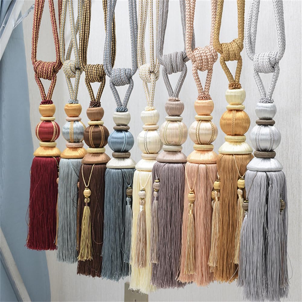 1 Paar Raffhalter für Vorhänge, Raffhalter, handgefertigt, Quaste, Dekoration für Zuhause, Fenster, dekorativ (Kaffee)
