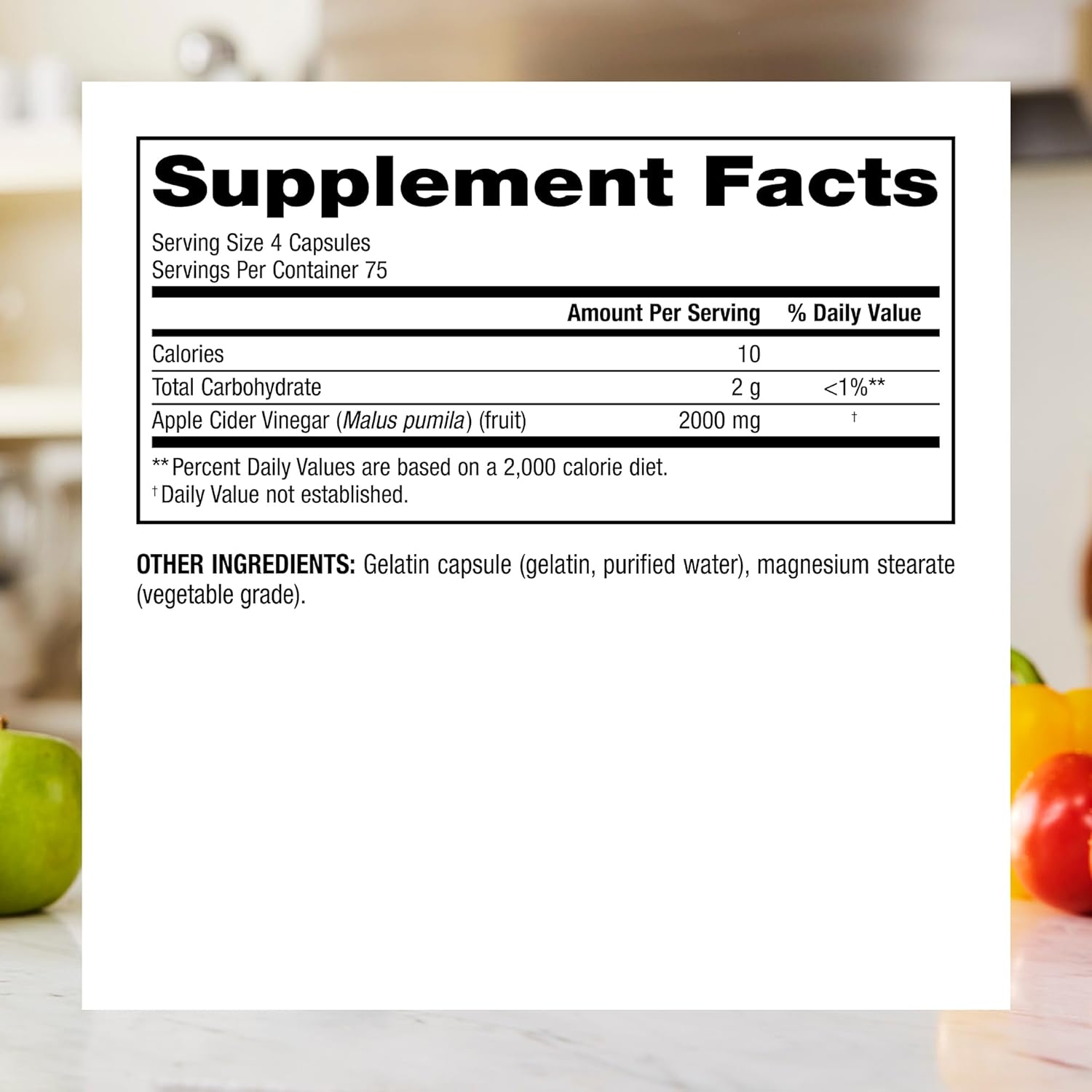 Webber Naturals Apple Cider Vinegar 2000 mg with The Mother, High Potency, 300 Capsules, 2000 mg per Serving, Natural Digestion Support, Non-GMO, Gluten, Dairy & Sugar Free - Image 3