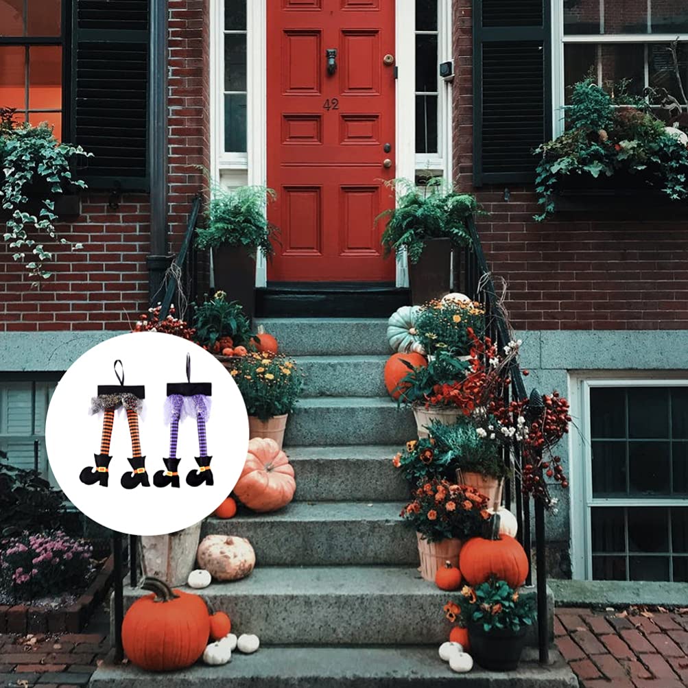 Toddmomy 2 decorazioni da appendere a forma di gambe di strega, per Halloween, per esterni, decorazione per bagagliaio dell'auto e cortile