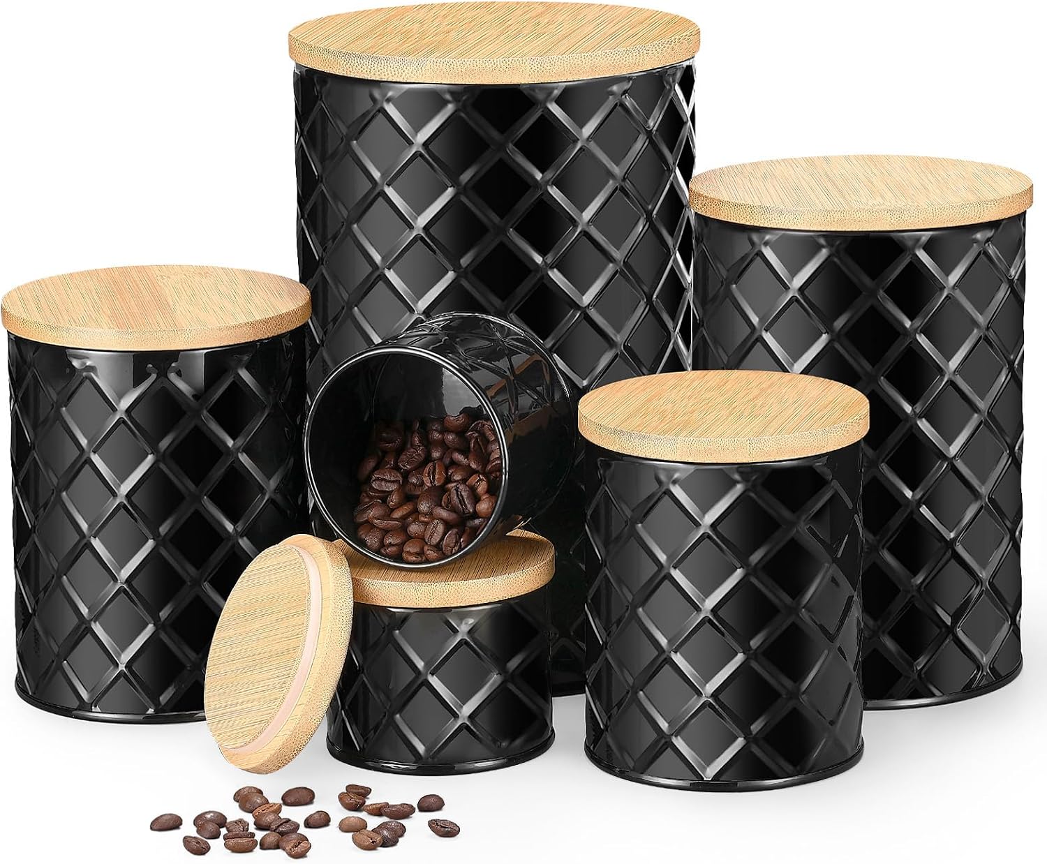 Kitchen Canisters for Countertop with Airtight Lids, Food Canister Set of 6