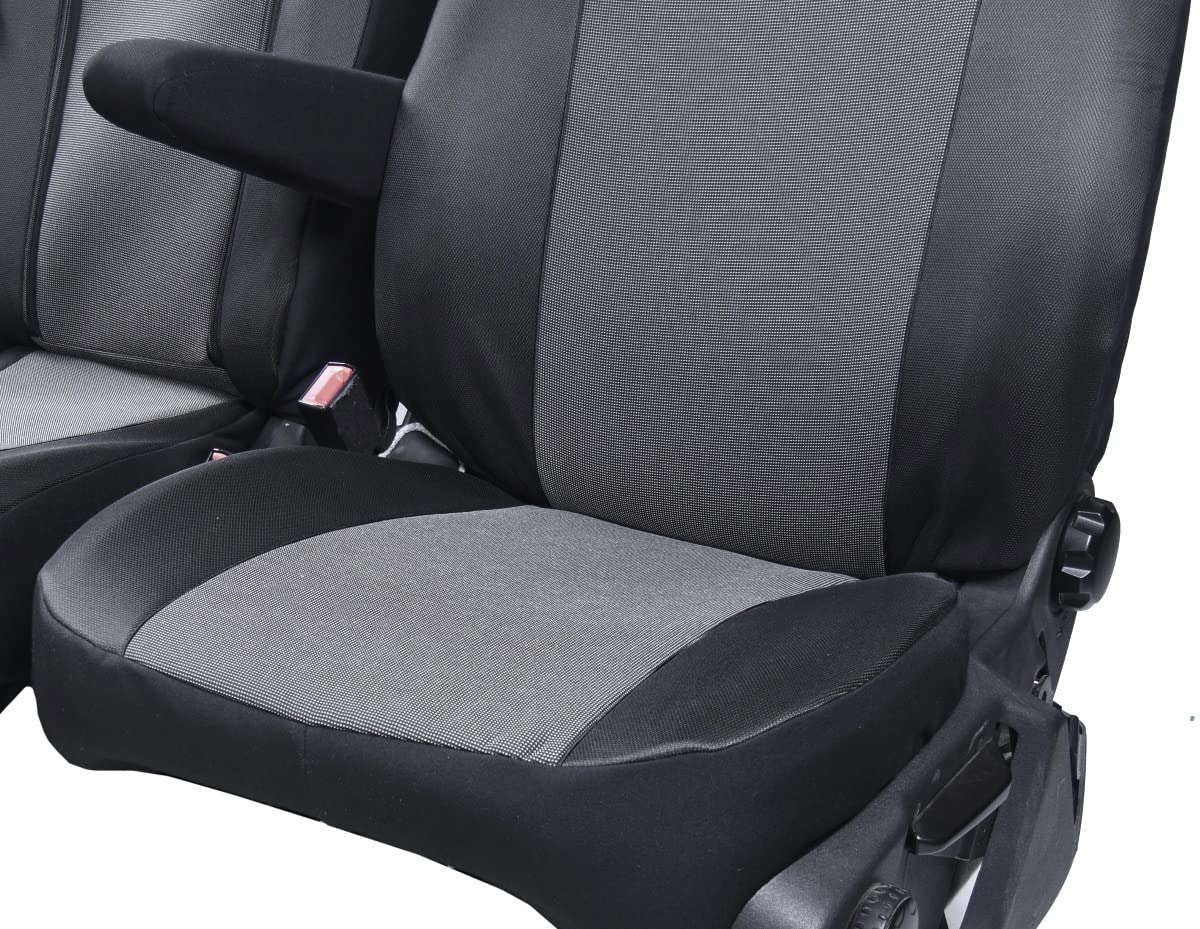 Kegel-Blazusiak Coprisedili per Ford Transit dal 2014 e dal 2019, nero, grigio, poliestere, chiffon, adatti per furgoni, novità, su misura, adatti per sedili riscaldati