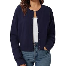 ZANZEA Cropped Cardigan Sweaters for Women Color Block Lightweight Bolero Shrug Button Down Long Sleeve Tops Fall Outfits