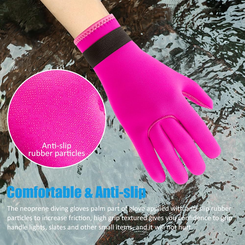 HINATAA 3mm Neoprene Diving Gloves, Anti-Slip Warm Neoprene Swimming Gloves - Image 4