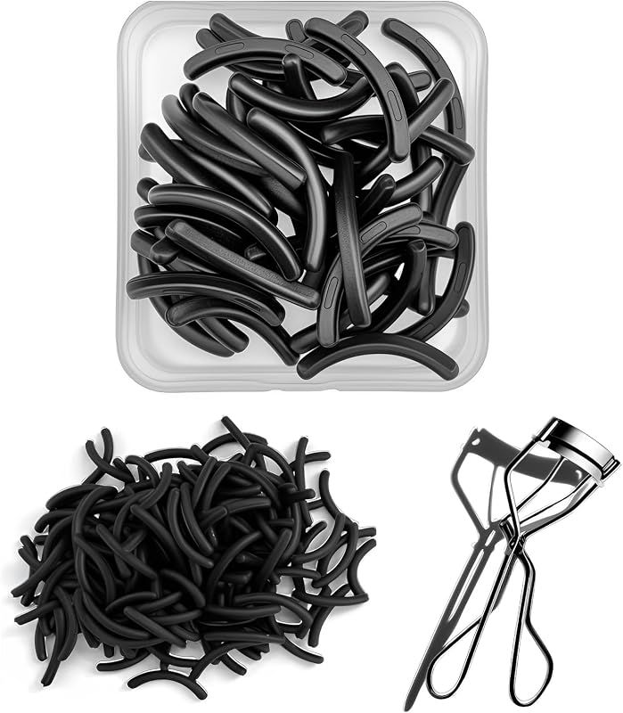 Almofadas de reposição para curvador de cílios compatível com Shiseido, silicone preto, pacote com 100