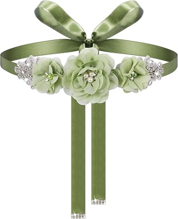 Glitopper Wedding Bridal Belt Sash with Flower Rhinestone Pearl for Bride Bridesmaid Maternity Flower Dress