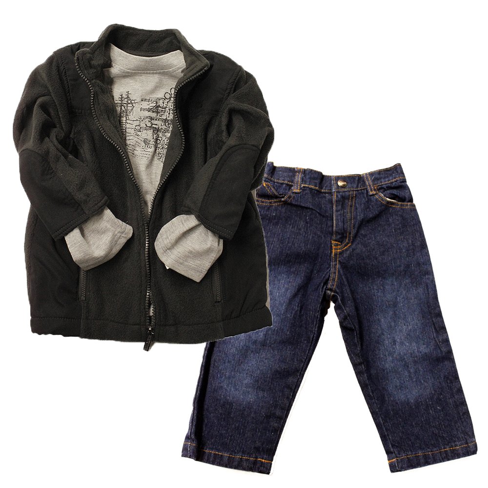 Kenneth Cole Baby-boys Velour Jacket with Tee & Denim Pants 3pcs Set