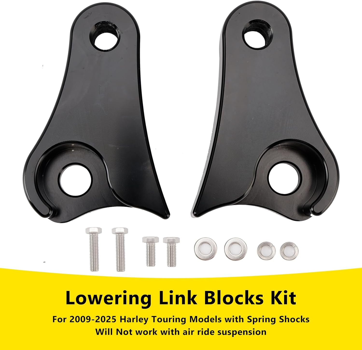 Lowering Link Blocks Kit Fit For Harley Touring Models with Spring Shocks 2009-2025,Not work with air ride suspension,not for Legends Revo-A shocksS