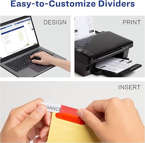 Miniatura 2 de Avery Separadores insertables con pestaña grande, papel pulido, 8 pestañas multicolor, 1 juego (23284)