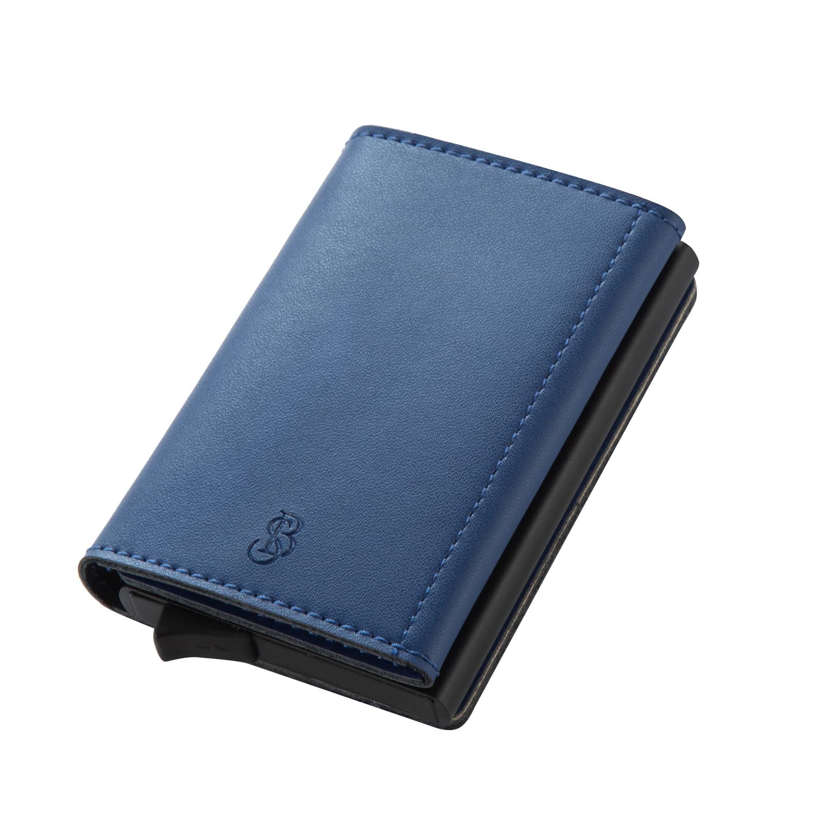 BONNY & SLIDE Magnetyczne etui na karty z kieszenią na pieniądze – wąski portfel typu pop up – etui na karty kredytowe dla małych firm dla mężczyzn i kobiet – mini portfele męskie – blokujące RFID, metalowe, aluminiowe portfele, NIEBIESKI, Etui na karty z