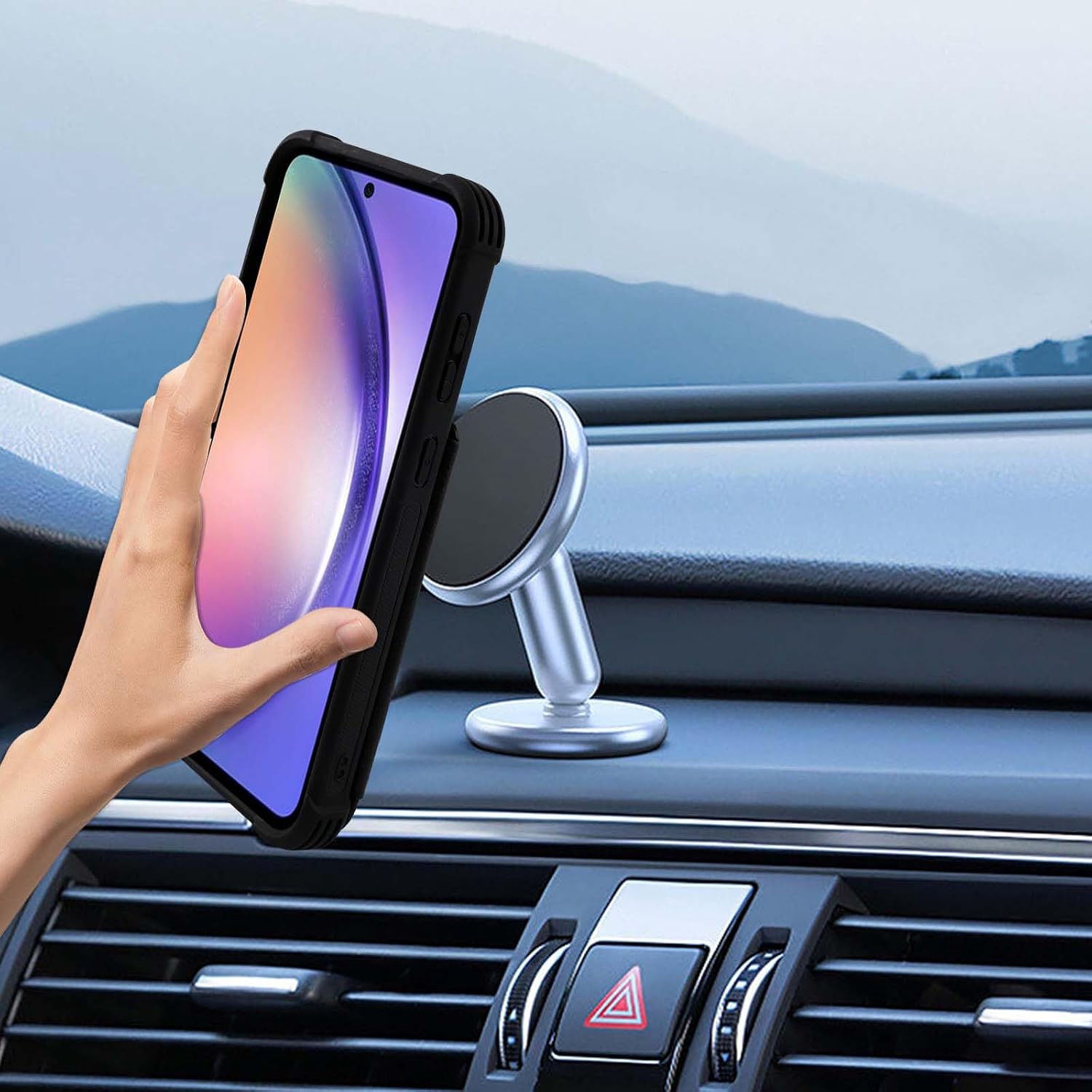 VANAVAGY Compatible for Galaxy A54 Wallet Case with RFID Blocking Card Holder, PU Leather Magnetic Clasp Flip Phone Cover Kickstand Fits Car Mount for A54 6.4 inch,Black