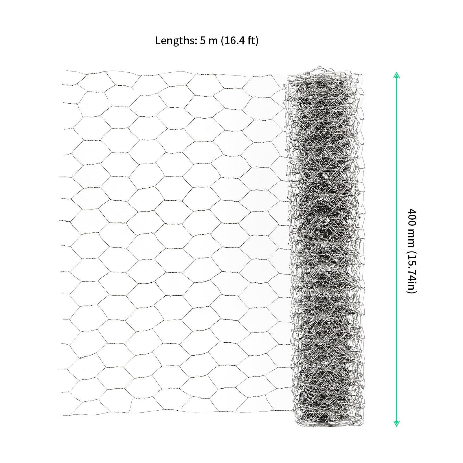 Grillage Métallique FUNSUEI - 2 Rouleaux 40cm X 5m - Pour Lapins, Poules Et Bricolage