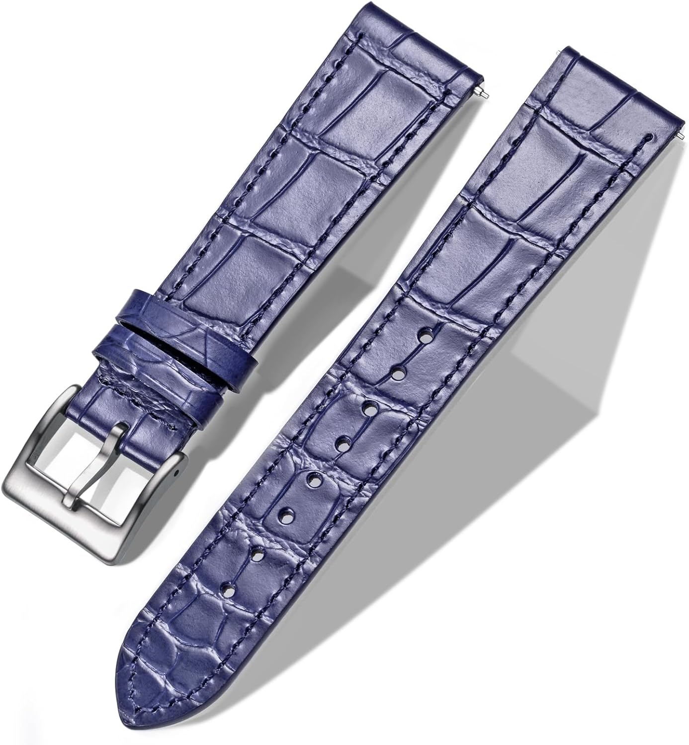 Hemsut Alligator Grain Leather Watch Band, Quick Release Genuine Leather Watch Strap 18mm,19mm, 20mm, 21mm 22mm for Men and Women