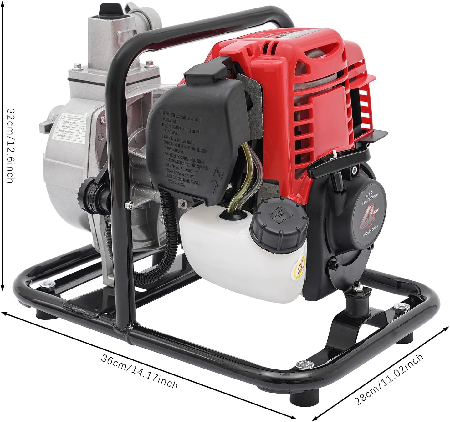 4-stroke gasoline-powered water transfer pump, 1-inch high-pressure irrigation water transfer pump, gas water pump trash pump for irrigation