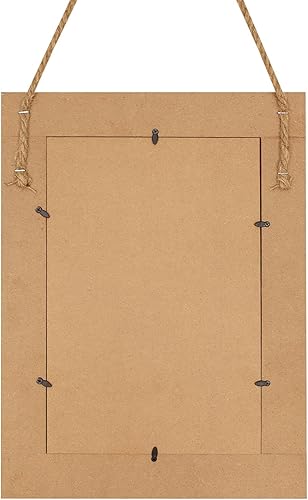 Miniatura 7 de DECORKEY Espejo de pared rectangular para baño, decoración de madera blanca envejecida con cuerda para colgar para decoración rústica del hogar,