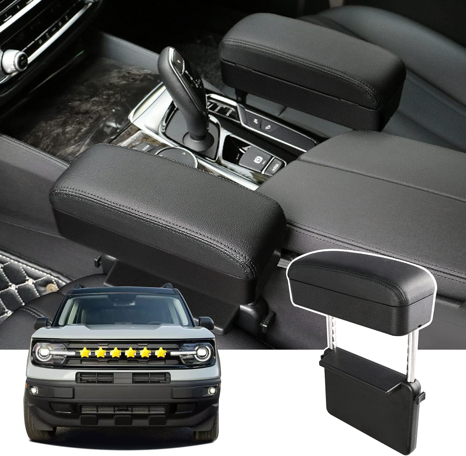 MAKINGTEC Car Armrest Extender Support Elbow - Adjustable Height Comfort Arm Rest Pads Extender for Universal Auto Car Center Console (Black)