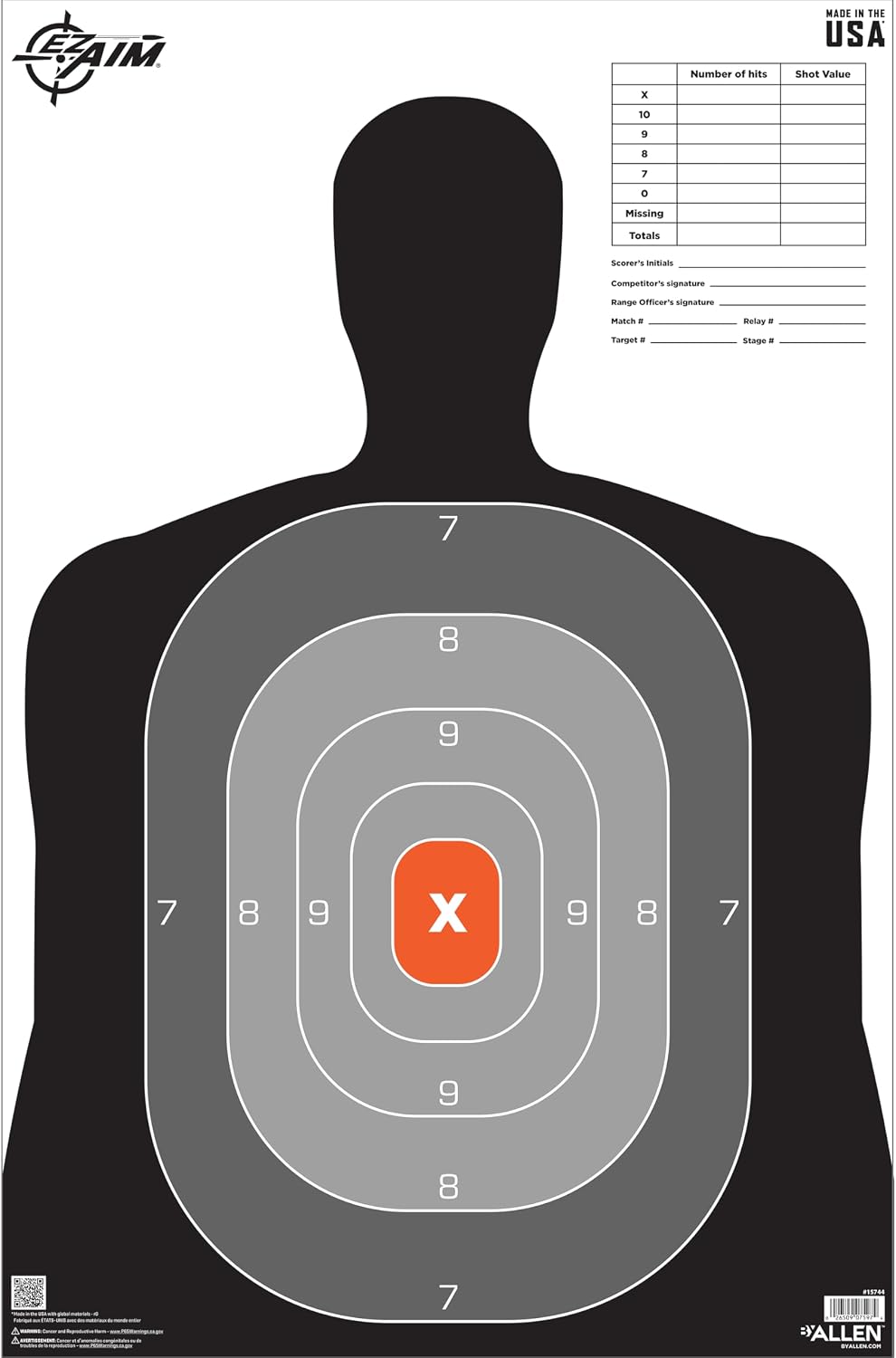 Amazon.com : EZ-Aim B27 Pro Silhouette Paper Target, 23 x 35, 50-Pack ...