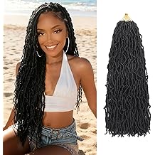 20 بوصة شعر كروشيه صناعي 7 عبوات من Locs Soft Locs الفراشة Locs Goddess Locs الضفائر الاصطناعية للنساء السود （1B Black#）