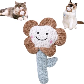 Cat Toy Kicker Pillows, Plush Catnip Cat Toys Interactive Cat Toy for Kitten Felines Chew Enrichment, Soft Flower-Shaped 5.91 Size for Bored Indoor Adult Cat Cuddle Teething Scratch Play