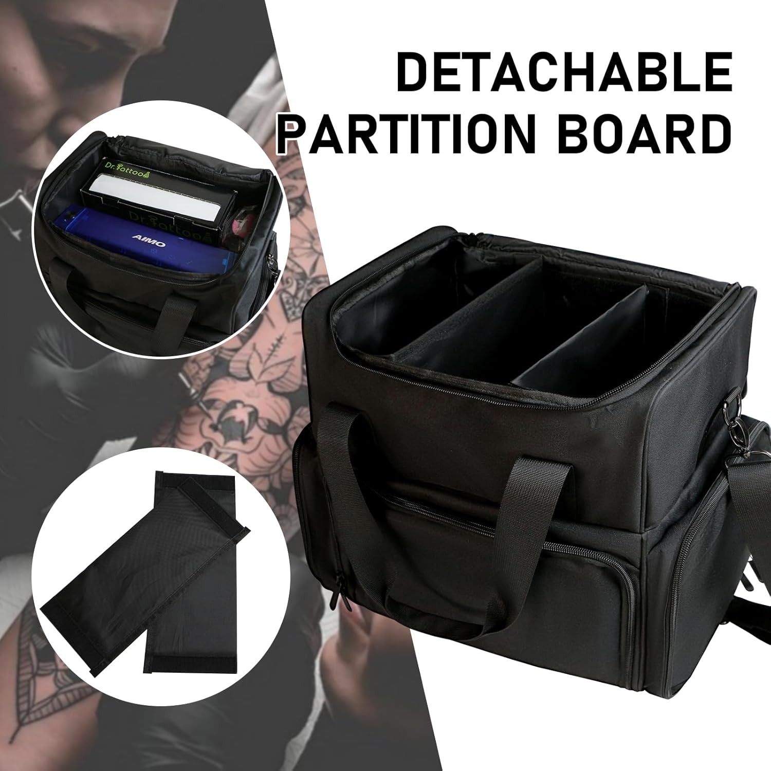 Tattoo Travel Case-2 Inner Pouches Large Tattoo Bag With Adjustable Compartments, Hair Bag Cosmetic Bag,Tattoo Supply And Equipment Fits Ipad, Needles, Inks &Tattoo Stencil Printer-Purple