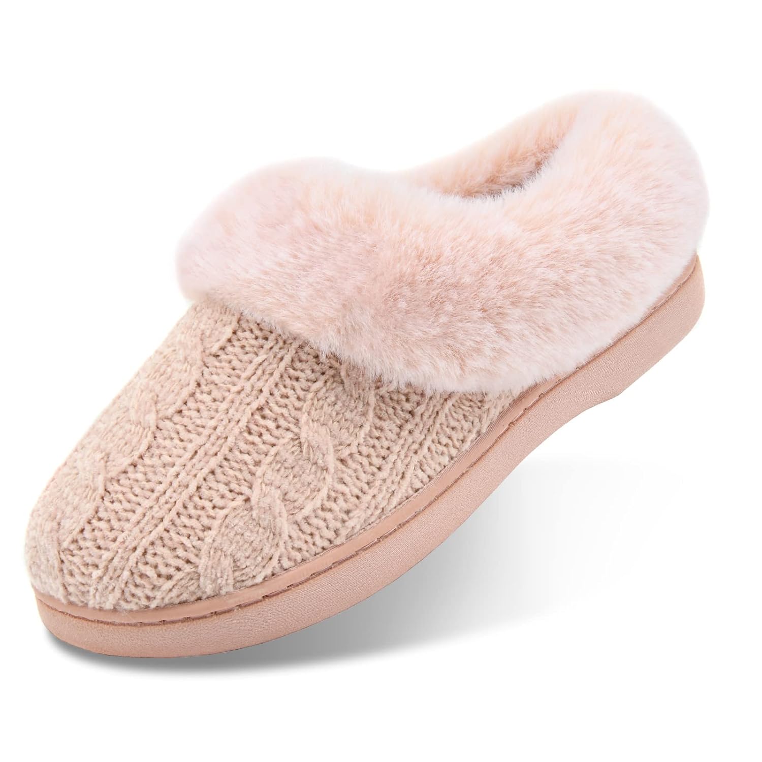 LORDFON Womens Winter House Slippers Memory Foam Warm Closed Back Indoor Slippers For Women With Soft Faux Fur