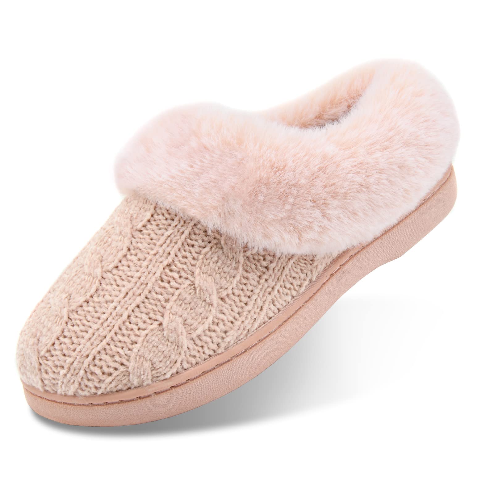LORDFON Womens Winter House Slippers Memory Foam Warm Closed Back Indoor Slippers For Women With Soft Faux Fur