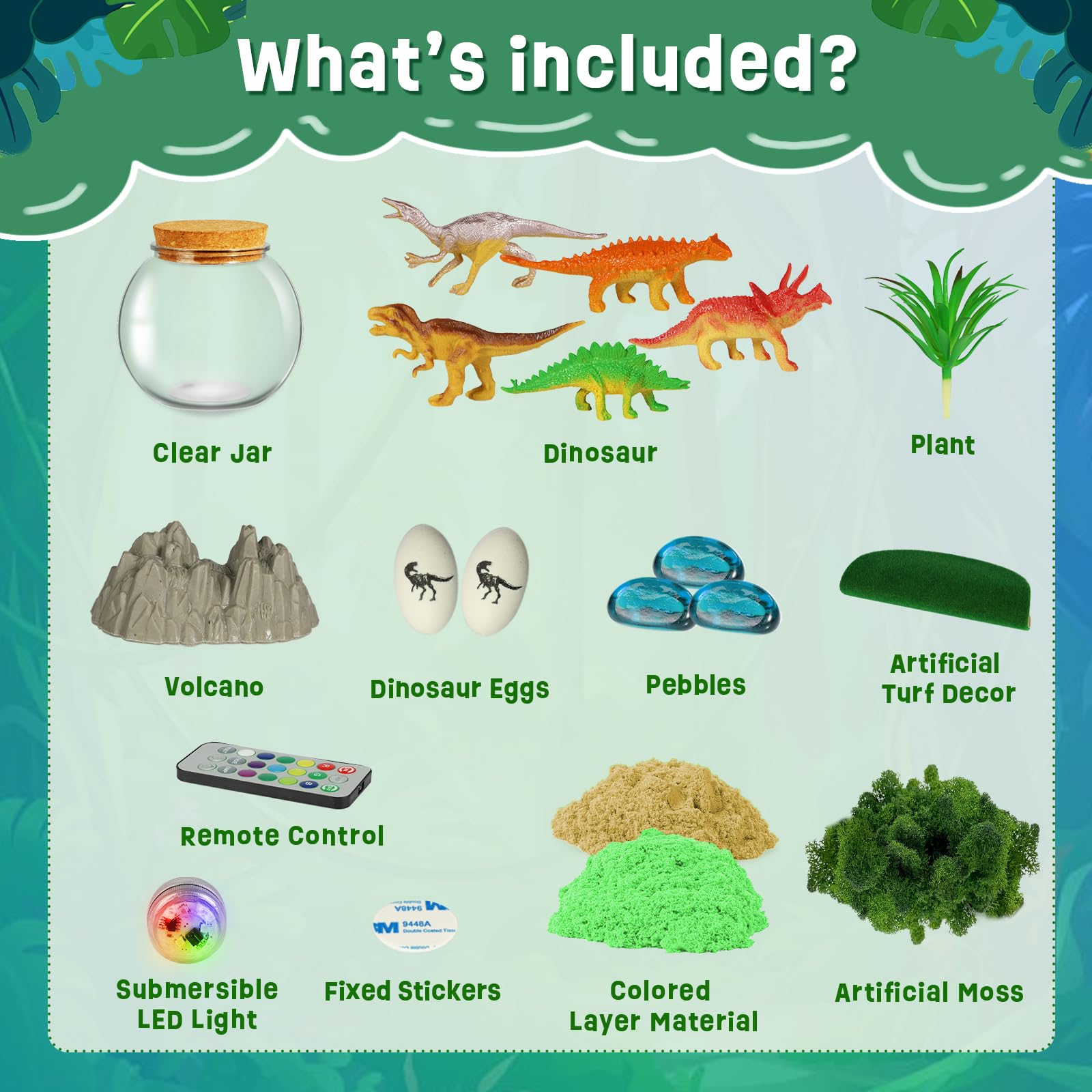 Dinosaurier-Terrarium-Set, Geburtstagsgeschenk für Jungen im Alter von 4, 5, 6, 7, 8–12 Jahren, Dinosaurier Spielzeug Nachtlicht Bastelset, Weihnachts- und Ostergeschenk für Kinder