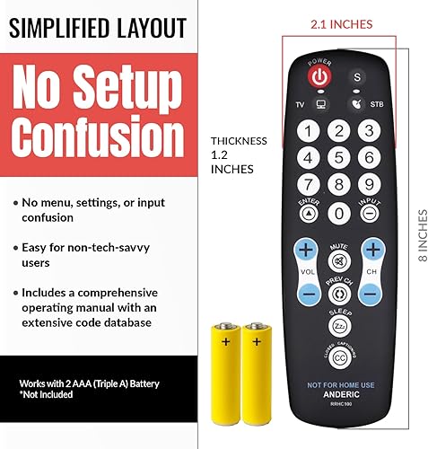 Miniatura 8 de ANDERIC Membrana higiénica RRHC100 fácil limpie hospitalidad 1-dispositivo universal teledirigido