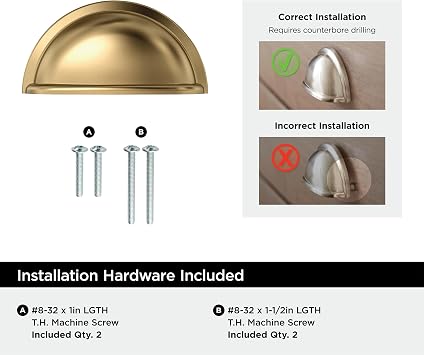 Amerock BP53010CZ Champagne Bronze Cabinet Cup Pull | 3 inch (76 mm) Center-to-Center Cabinet Hardware | Cup Pulls | Furniture Hardware | Drawer Pull