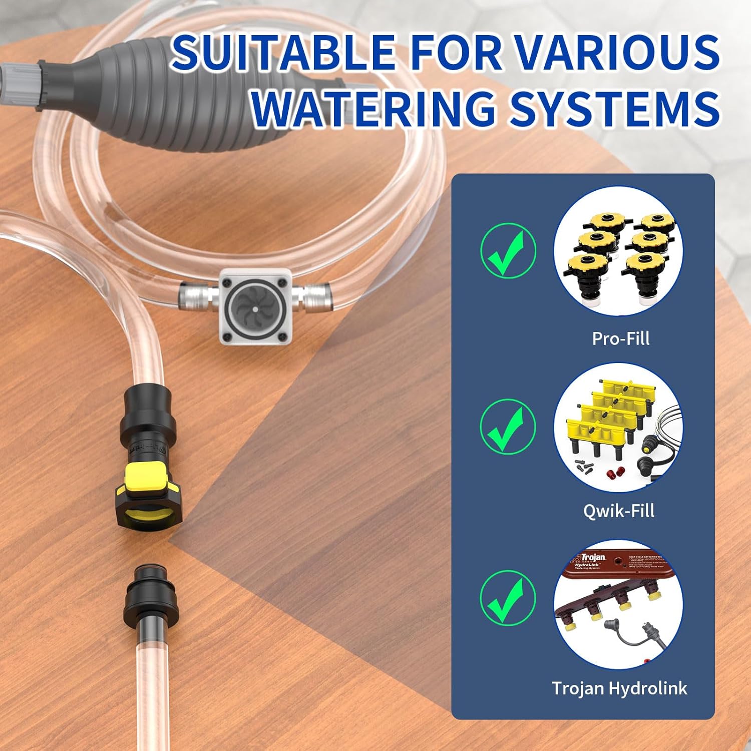 Golf Cart Water Filler for Flow Rite Pro Fill Watering System, Hand Water Pumb for Trojan HydroLink Watering System (Golf Cart Water Filler - with Flowmeter)