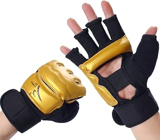 LiMMAX Kickboxing Sparring Gloves - Half Finger TKD Boxing Gloves for Men Women Black, Punching Bag Training Fight Gear