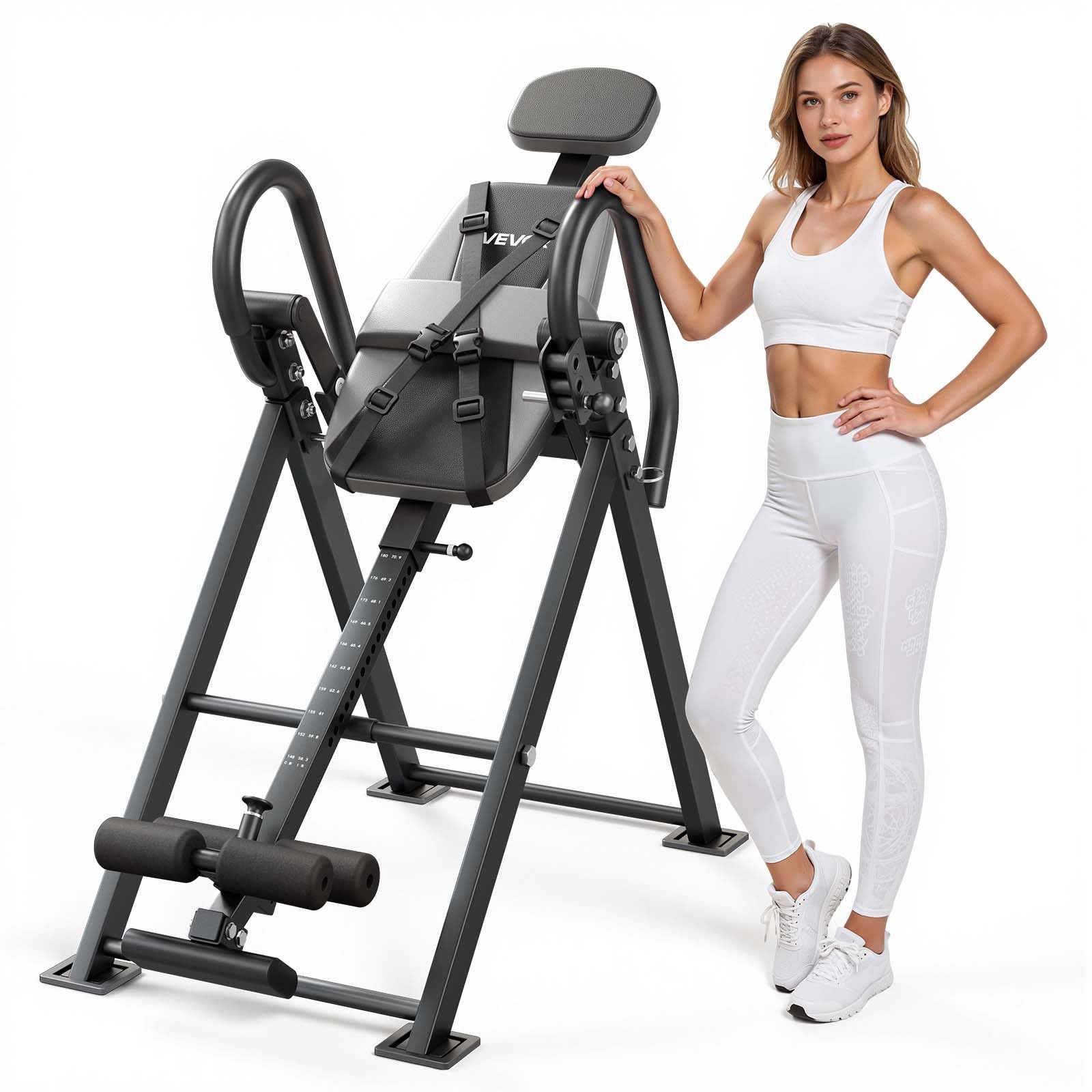 VEVOR Table d'Inversion Pliable, Banc d'Inversion Capacité de Charge de 136 kg, Décompression pour Cou Dos Salle de Sport Domicile, Appareil d'Étirement de Dos à Angle d'Inclinaison Réglable