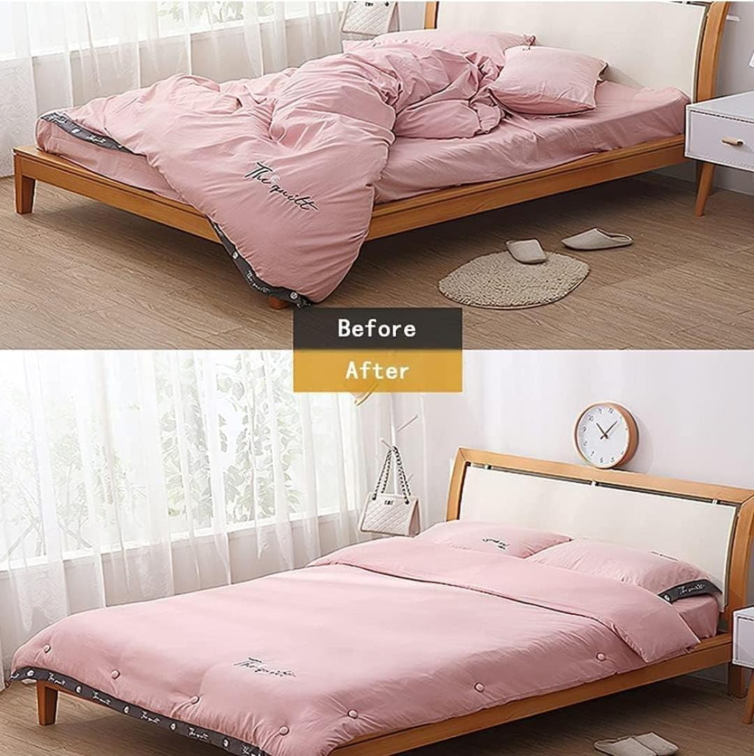 Shipnetic Cotton Mushroom Shape Duvet Clips, Non-Slip Cover Fixator, Comforter Quilt Holder with One-Key Unlock for Blanket Bed Sheet Curtain Socks Mattress Covers Pack of 4- Pink 3