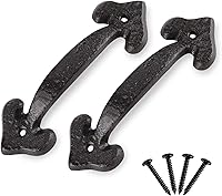 Vista 32 de Paquete de 2 manijas de barra recta de 8 pulgadas para puerta de granero, tiradores de hierro fundido negro para puertas correderas, puertas