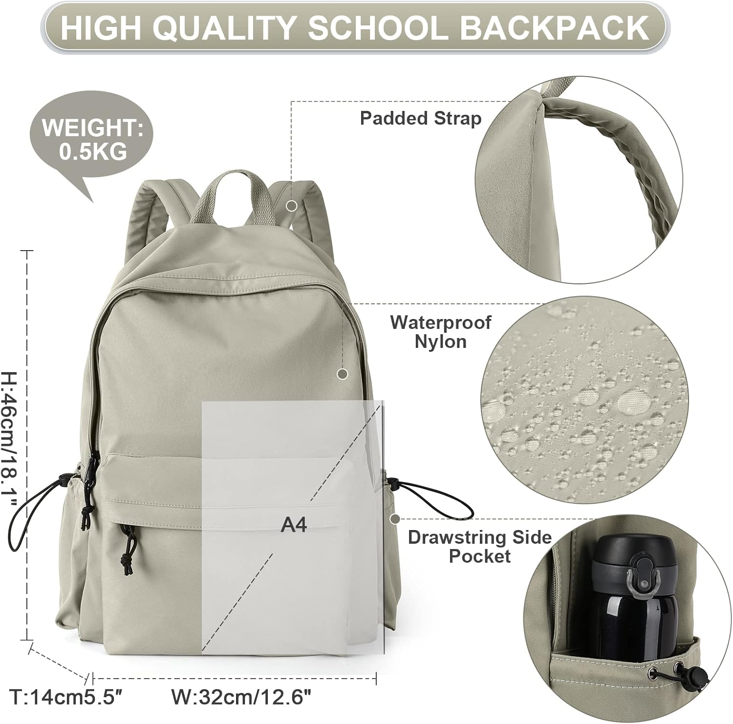 Purple School Backpack for Girls Water Resistant High School Book Bag Simple Backpack for Teens Boys Girls, Lightweight Middle Back Pack Daypack - Image 2