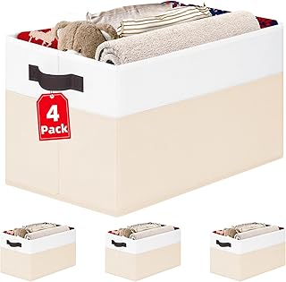 Criusia 4 Pack Baby Clothes Organizer Bins, Fabric Collapsible Storage B...