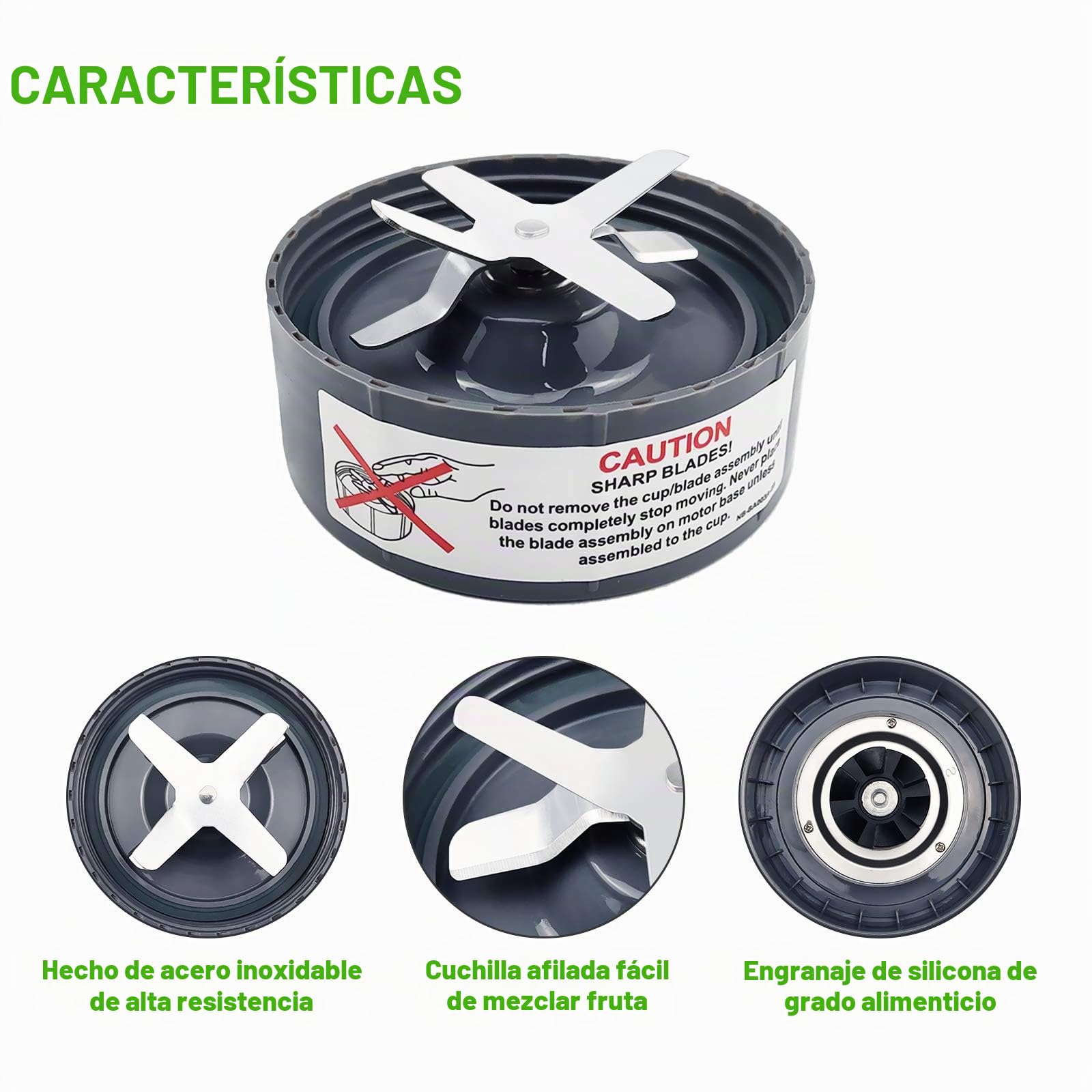 14 Piezas de Repuesto de Cuchilla y Vasos Extractores para NutriBullet Series 600w & 900w, Incluyendo Junta, Almohadilla y Engranaje (1 Cuchilla + 3 Vasos + 1 Tapa)