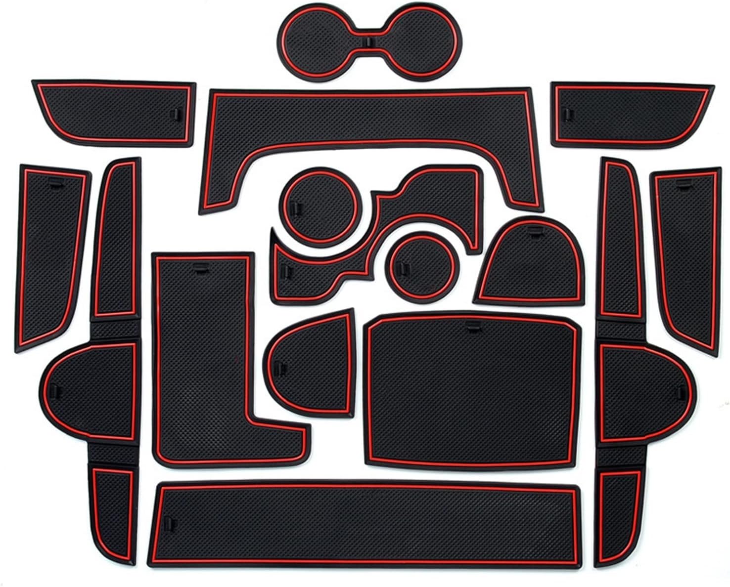 Car Interior Dcoration Mat for Kia Forte BD Cerato K3 Vivaro 2019 2020 Gate Slot Cup Mat Door Groove Non-Slip Pad Car Coaster Mats (Red)