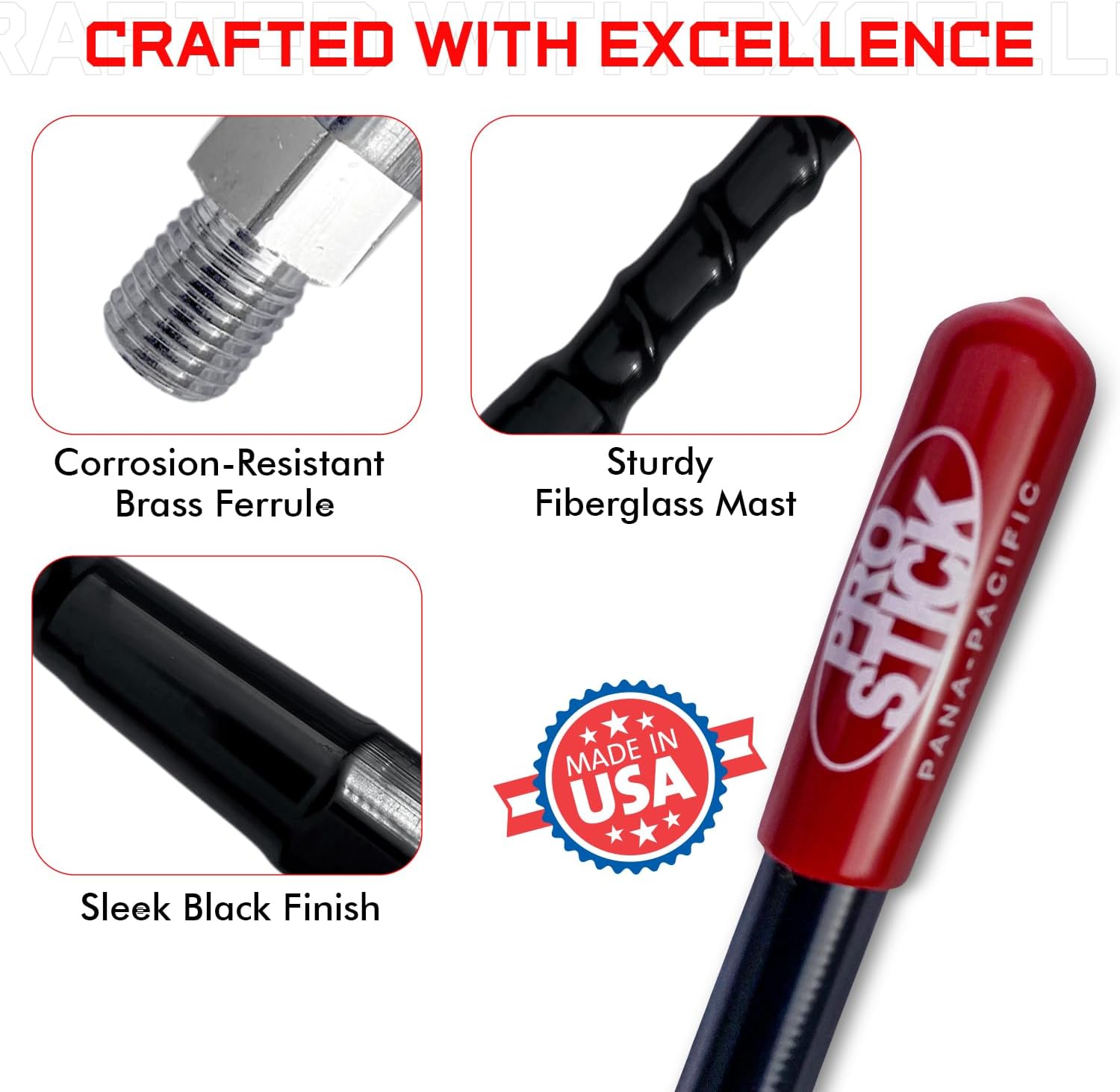 Prostick 4 Foot Fiberglass 1000 Watt Black CB Radio Antenna with Heavy Duty Black Stainless Steel Spring. - Image 2