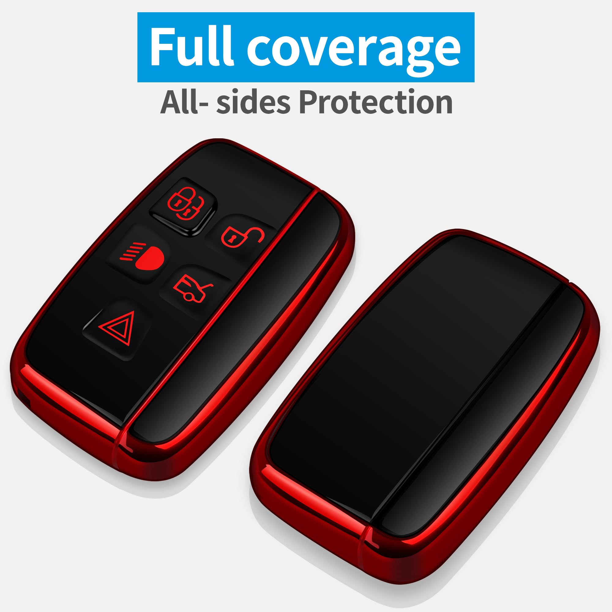Ontto Car Key Case Suitable For Land Rover Discovery 4 Sport LR4 Range Rover Vogue Velar For Jaguar XE XF F-Pace F-Type 5 Button Key Cover Key Cover - View #4