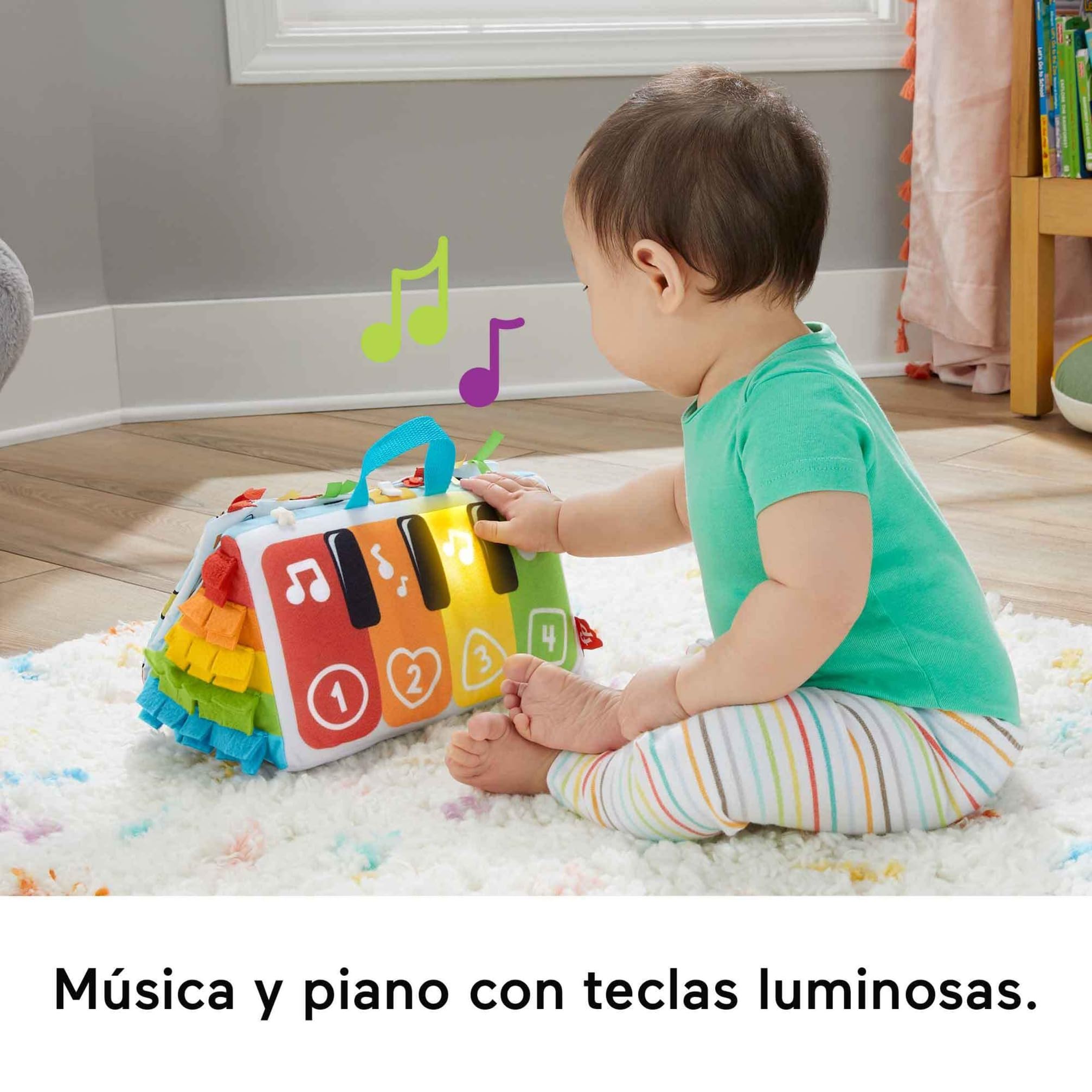 Fisher-Price Kick & Play Piano blandito pataditas, Peluche con Actividades, Luces y Sonidos, Juguete para bebé recién Nacido (Mattel HND54)