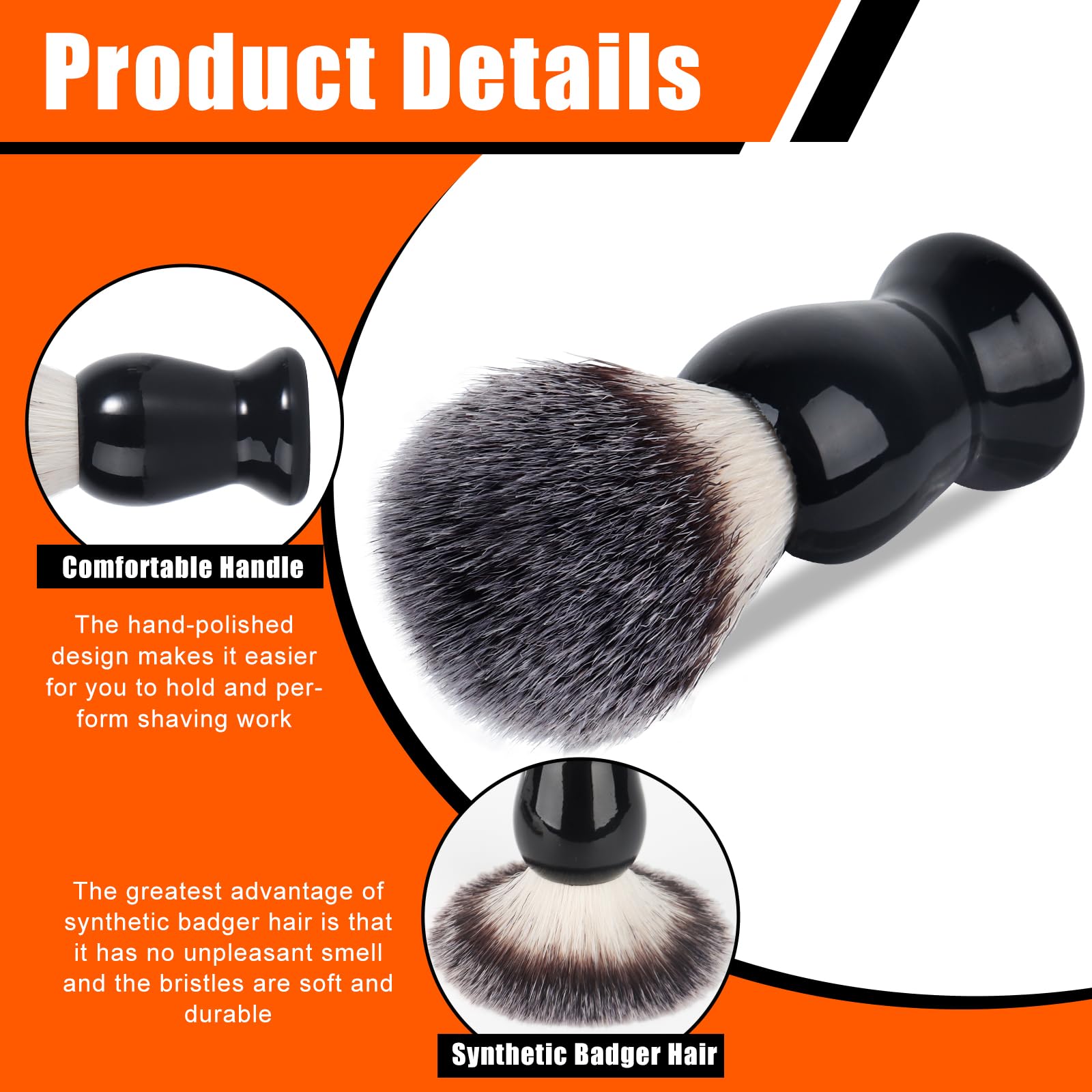 Set di pennelli da barba 3 in 1 con supporto in acciaio inox e ciotola, setole sintetiche di tasso per rasatura da uomo, idea regalo