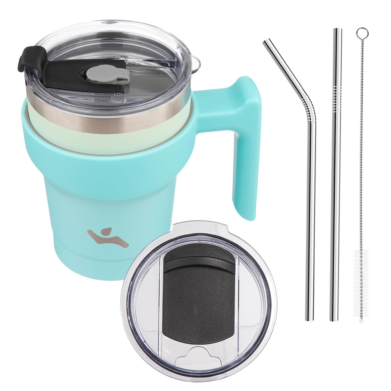 Konokyo 10 oz Tumbler with Handle and Straw, Insulated Travel Mug