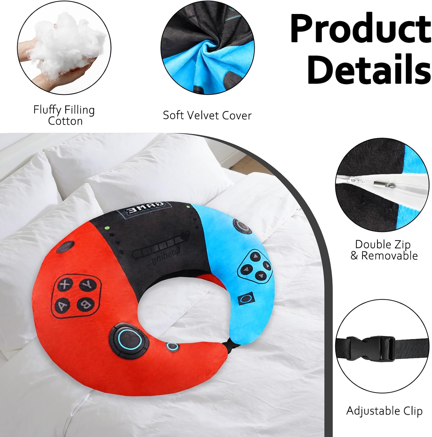 Crafting Pillow for Crocheting, Crochet Pillow for Lap Support, 12 Fun Print Styles, Ergonomic Arm Support, For Bed, Floor, Chair Comfort, Pain Relief and Fatigue for Gaming and Woking (Game )