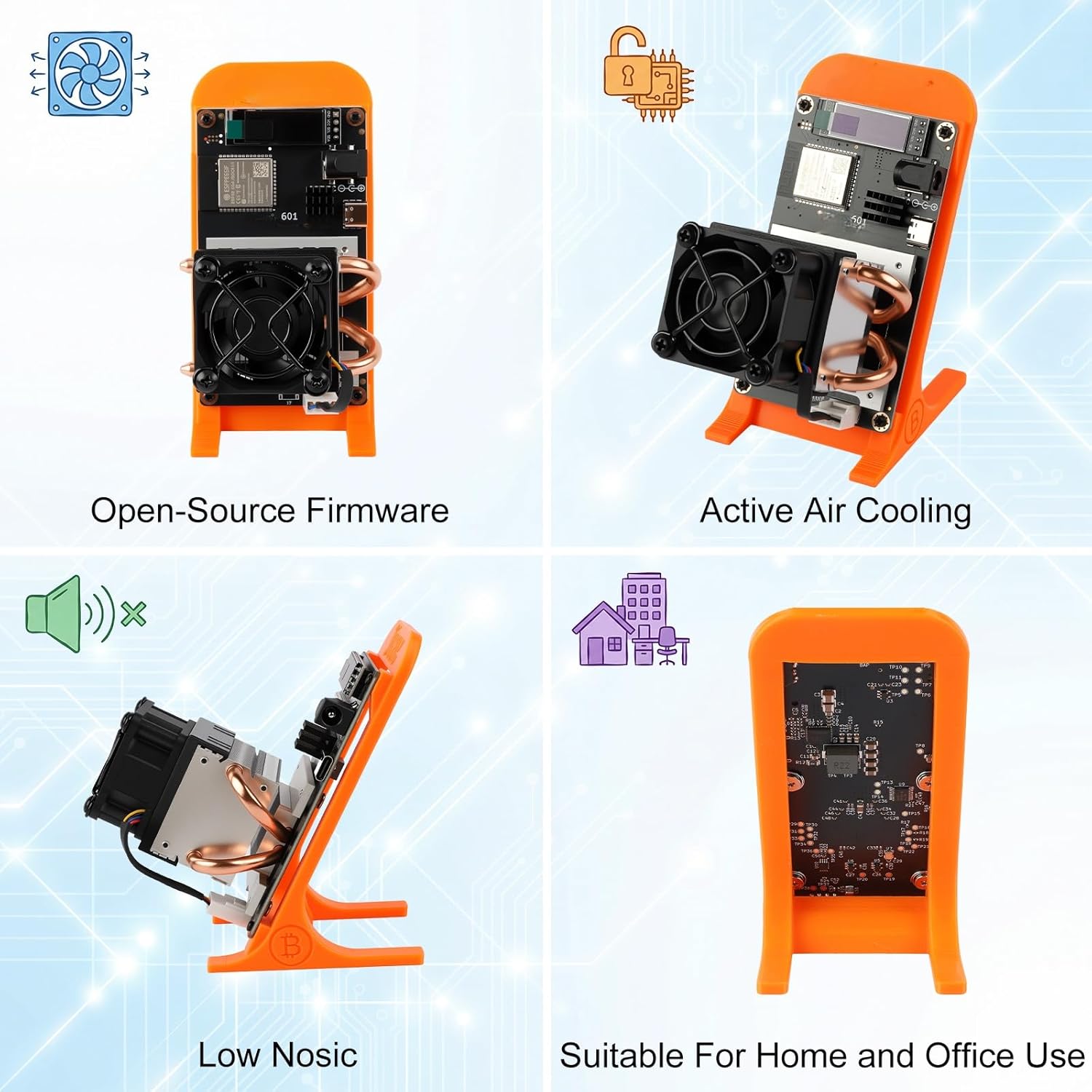 Bitcoins Miner Lucky Miner Bitaxes Gamma 601 SHA256 1.5TH/S 25W Low Power Home Solo ASIC Crypto Miner, Orange