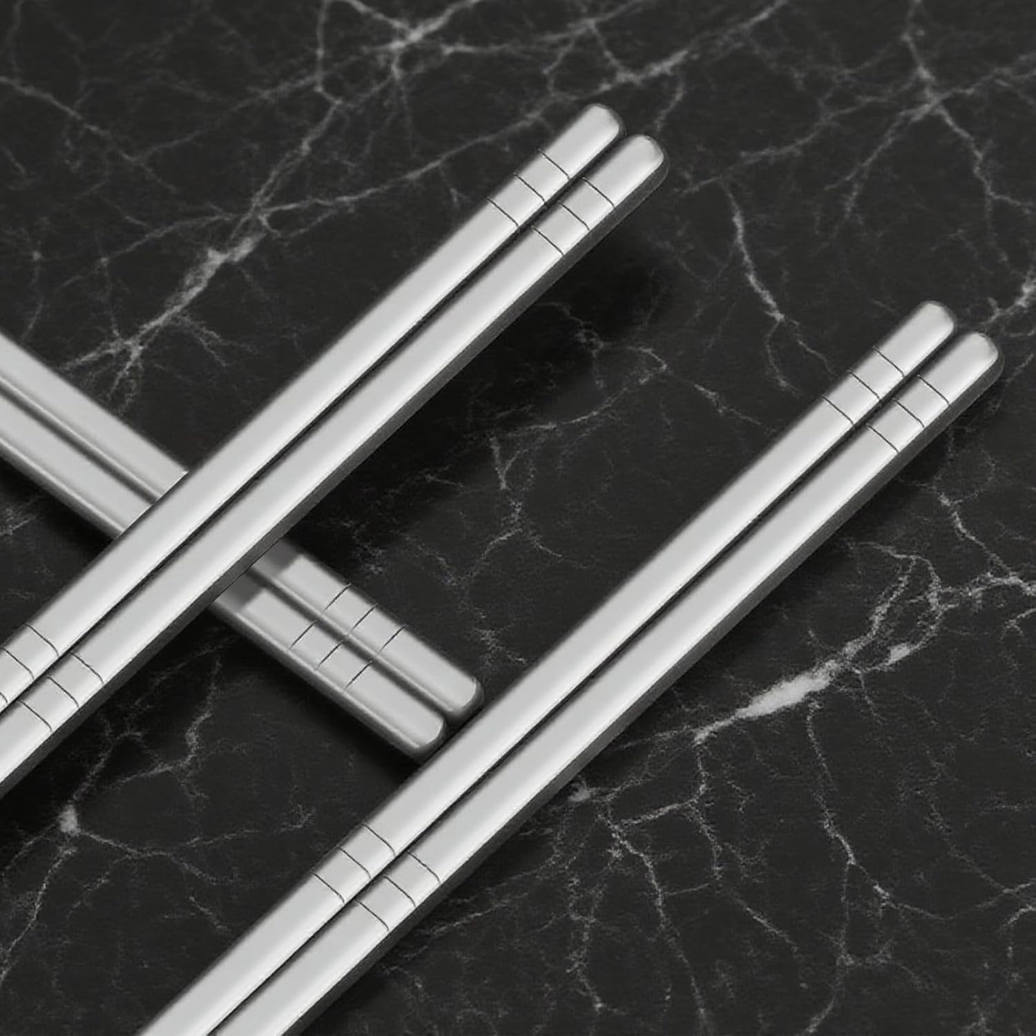 Titanium Chopsticks Set - 5 Pairs Reusable Metal Chopsticks for Cooking, Asian Cuisine, Dishwasher Safe, 9.05 Inch, Gift Box (Mirror surface)
