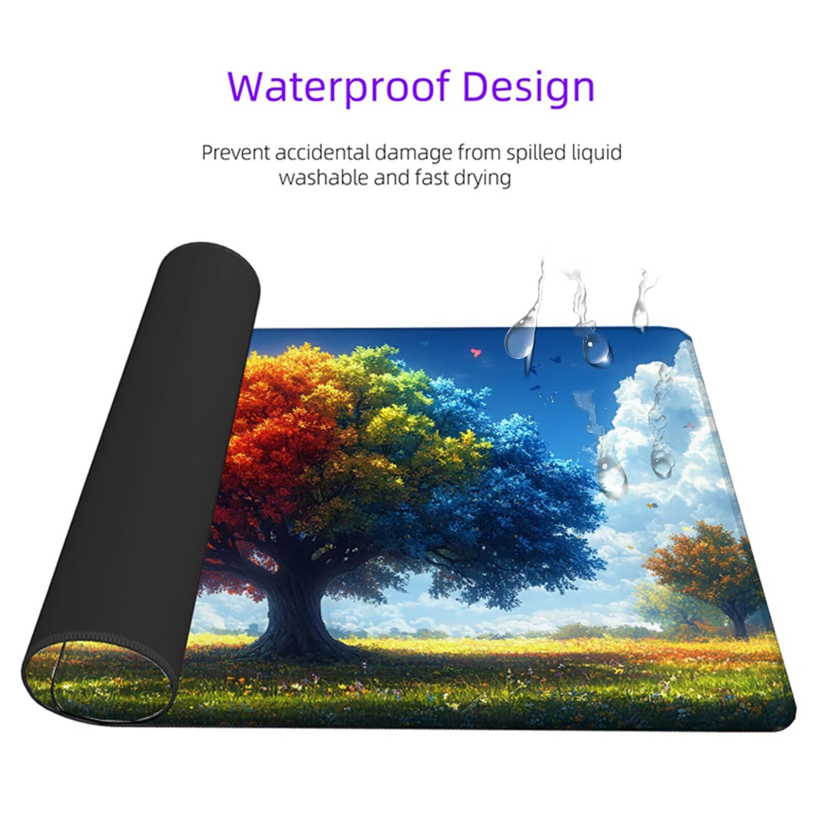 Alfombrilla Ratón Color Alfombrilla Escritorio Árbol Mouse Pad Gaming Duradera, Mouse Pad Grande Gaming Mejora Precisión y La Velocidad, Antideslizante Desk Mat para PC, Oficina 1600x800x3mm Y2-391