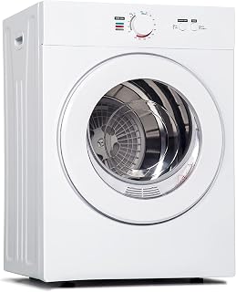EUHOMY 1.8 Cu Ft Portable Compact Clothes Dryer w/ Stainless Steel Drum, 7 Modes, Exhaust Duct - Apartment, RV, Dorm Friendly, White