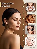 Vista 5 de FEXIA Gua Sha Regalo para mujeres, herramientas faciales, SPA, piedra natural negra Bian para drenaje linfático, masajeador facial, herramientas
