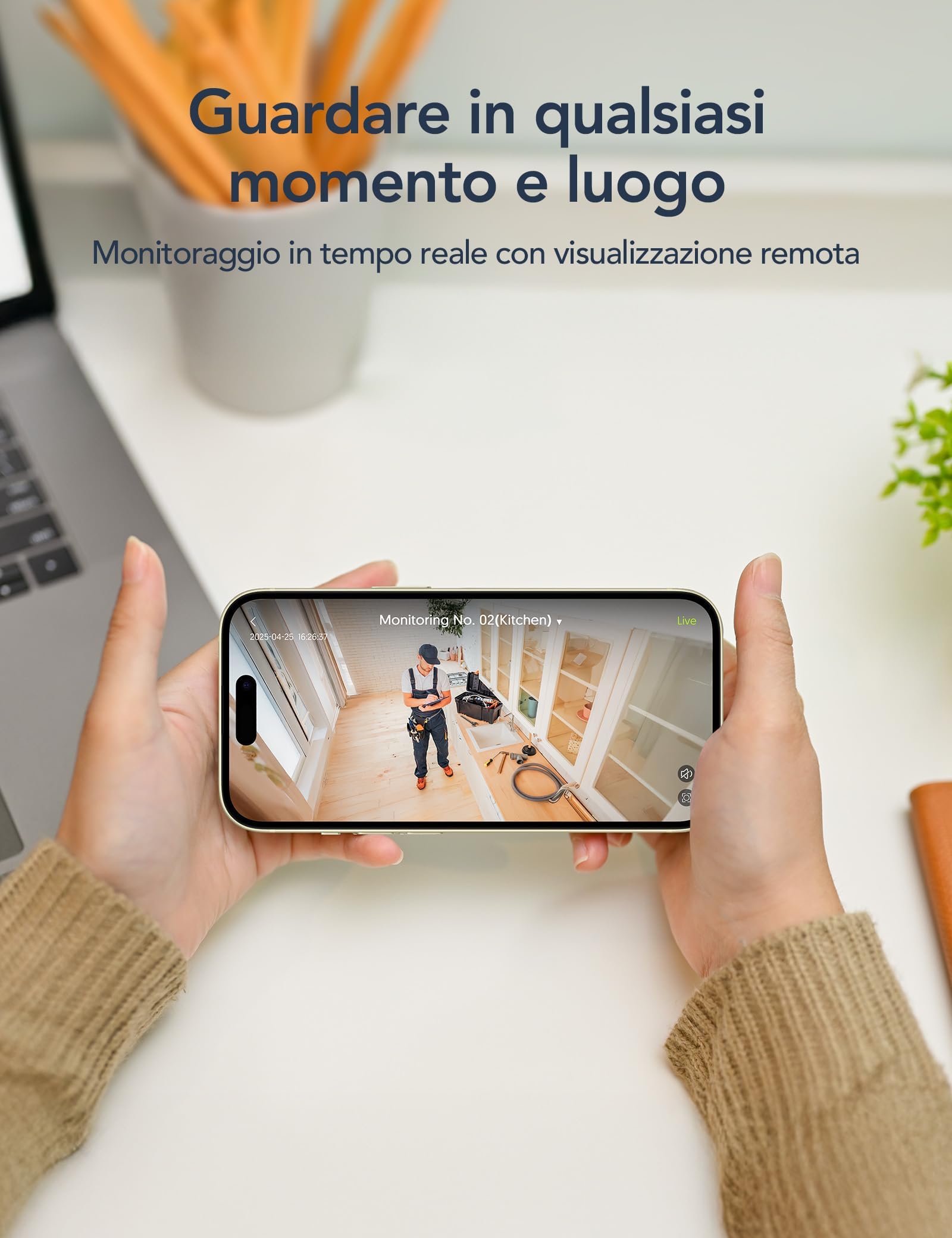 GNCC Telecamere WiFi Interno 4 Pezzi, 1080P Videocamera Sorveglianza, Visione Notturna, PIR Rilevamento del Movimento, Audio Bidirezionale, Abbonamento Cloud/SD, Compatibile con Alexa, 2,4 GHz Wi-Fi