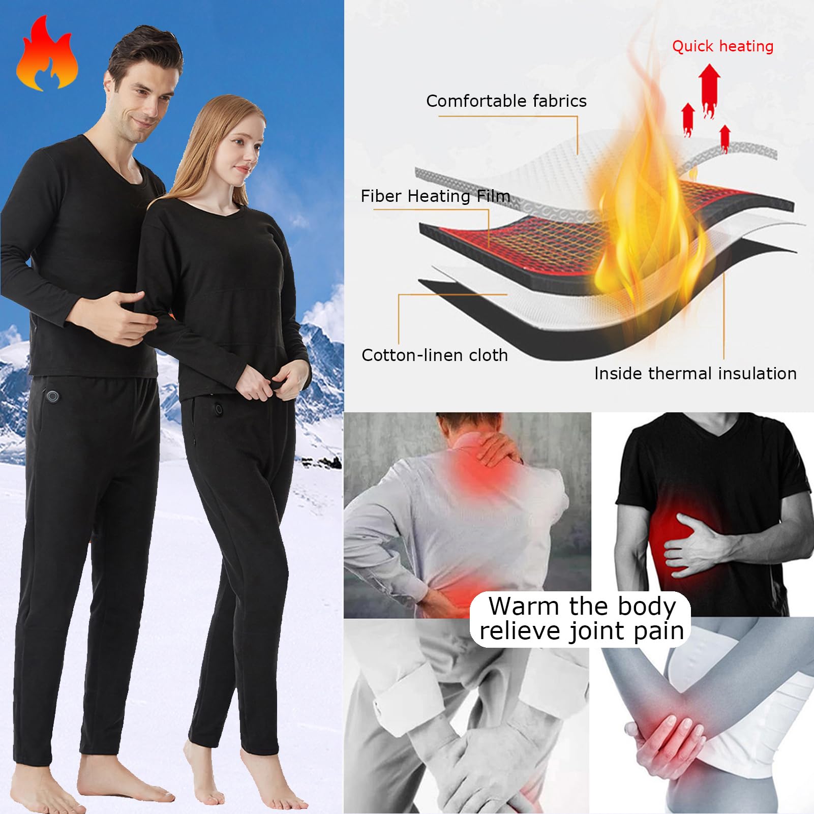 Set di Magliette E Pantaloni Termici Riscaldati, Uomo, Donna, Controllo App, Riscaldamento A 28 Zone, Vestiti per Gli Sport Invernali all'Aria Aperta